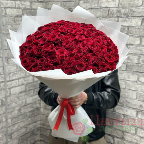 Букет из 51 красные розы 70 см