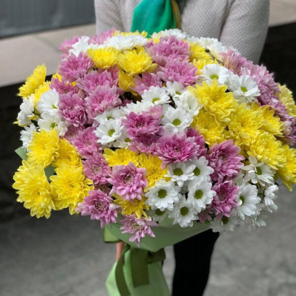 Букет из 25 кустовых хризантем