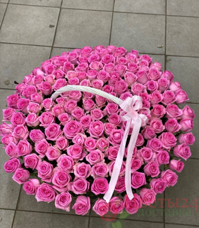 Корзина из 101 шт розовый роза