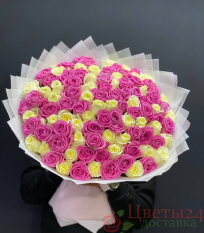 Букет из 101 шт микс роза